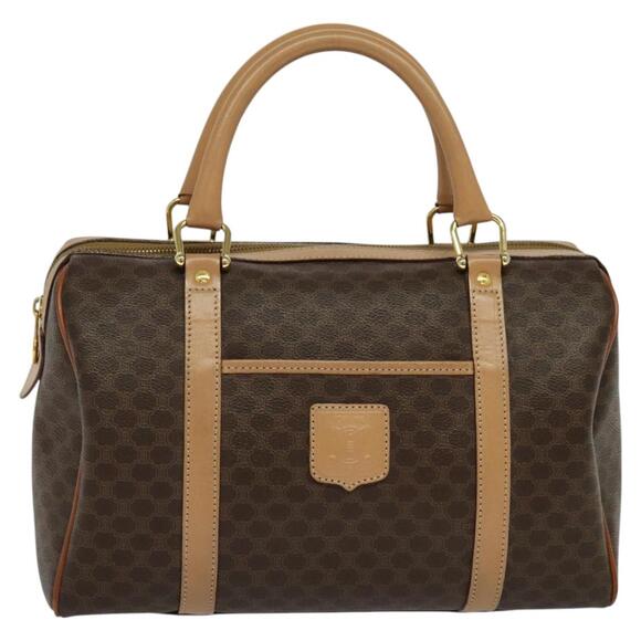 CELINE Macadam Canvas Hand Bag Pvc Leather Brown - Picture 2 of 12